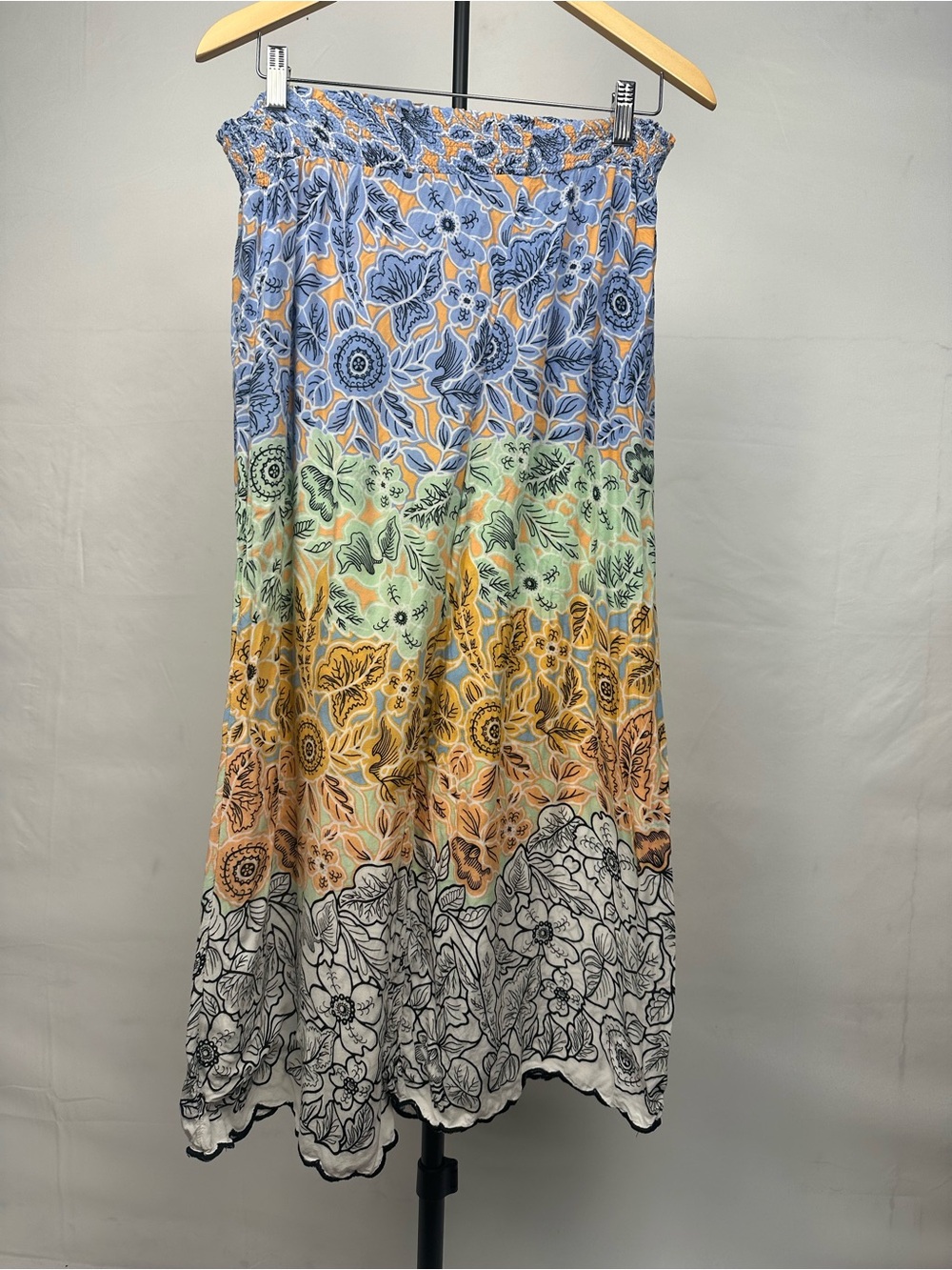 Anthropologie Saria Smocked Wide-Leg Pants Women’s M Floral Boho Rayon Palazzo - Picture 2 of 6